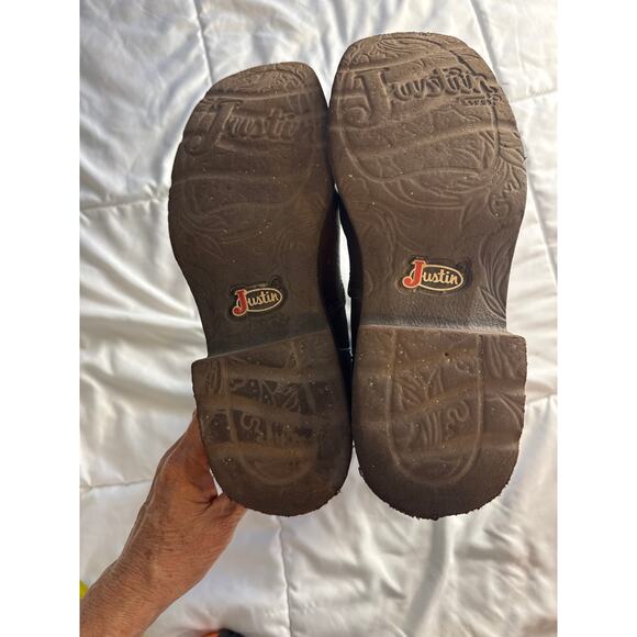 Justin GY2900 Women’s Western Cowboy Boots Brown Leather 8.5B Square Toe - Picture 7 of 7